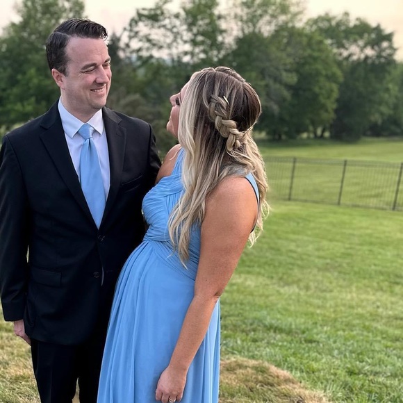 Azazie A-Line Pleated Chiffon Floor-Length Dress - Picture 3 of 7